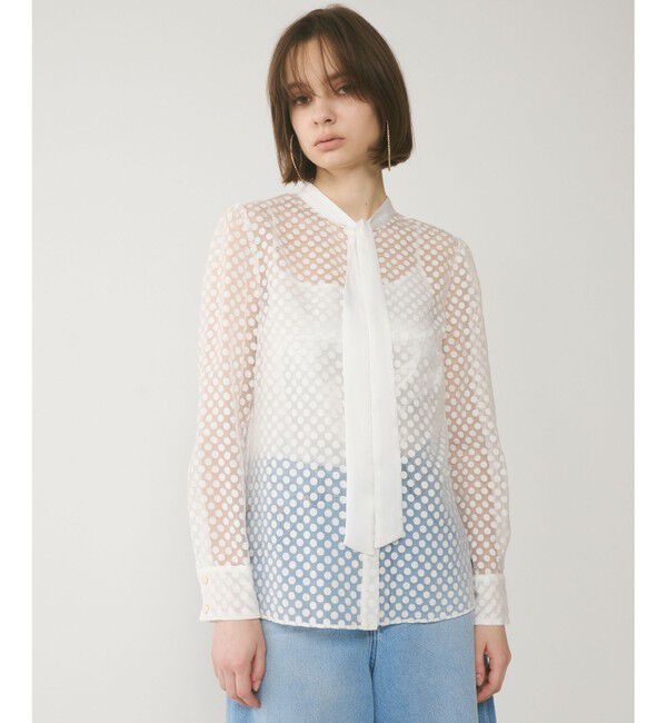  「ドットオパールタイ付ブラウス」|シャツ・ブラウス|ホワイト