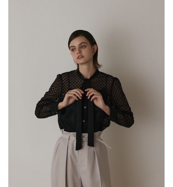  「ドットオパールタイ付ブラウス」|シャツ・ブラウス|ブラック