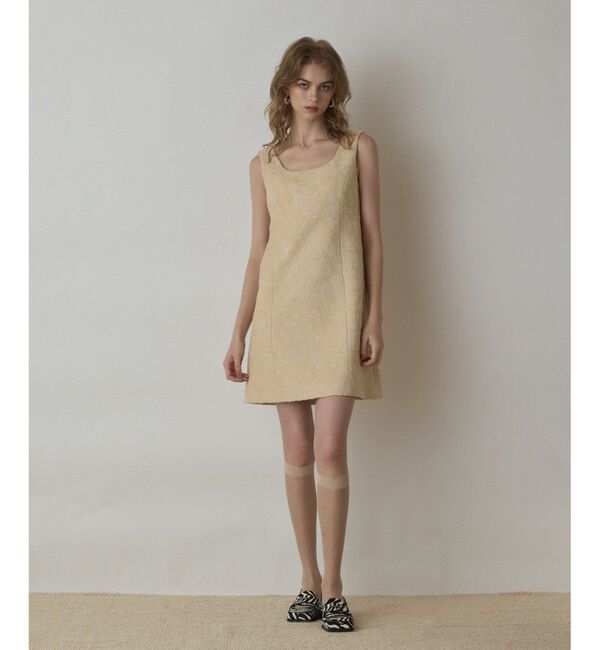 GRACE CONTINENTAL「サラサジャガードミニワンピース」|ワンピース|ベージュ