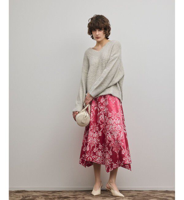 GRACE CONTINENTAL「オーナメントジャガードハンカチヘムスカート」|スカート|ピンク