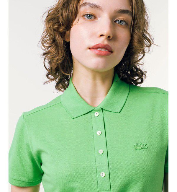 LACOSTE「スリムフィット ストレッチコットンピケポロシャツ（半袖）」|ポロシャツ|ライム
