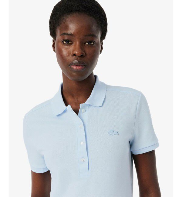 LACOSTE「スリムフィット ストレッチコットンピケポロシャツ（半袖）」|ポロシャツ|ライトブルー