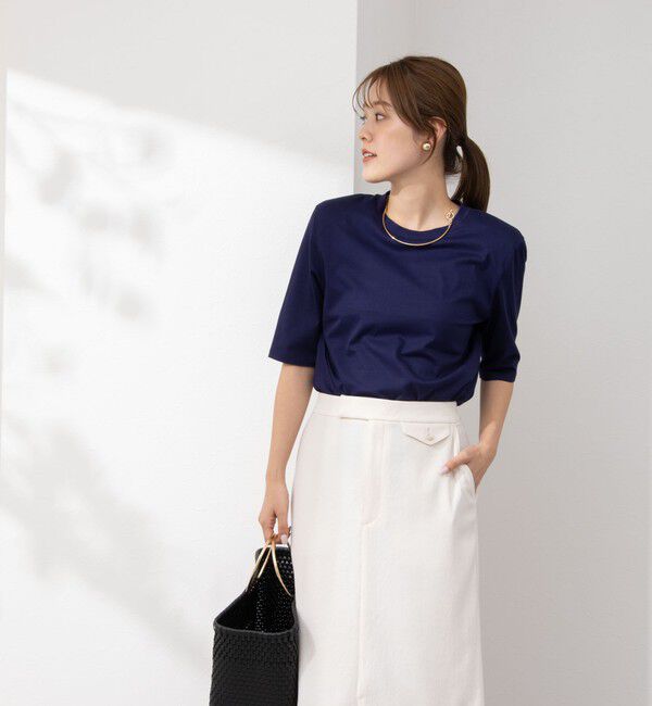 NOLLEY'S「接触冷感 70/2コンパクトクール肩パットTシャツ」|Tシャツ・カットソー|