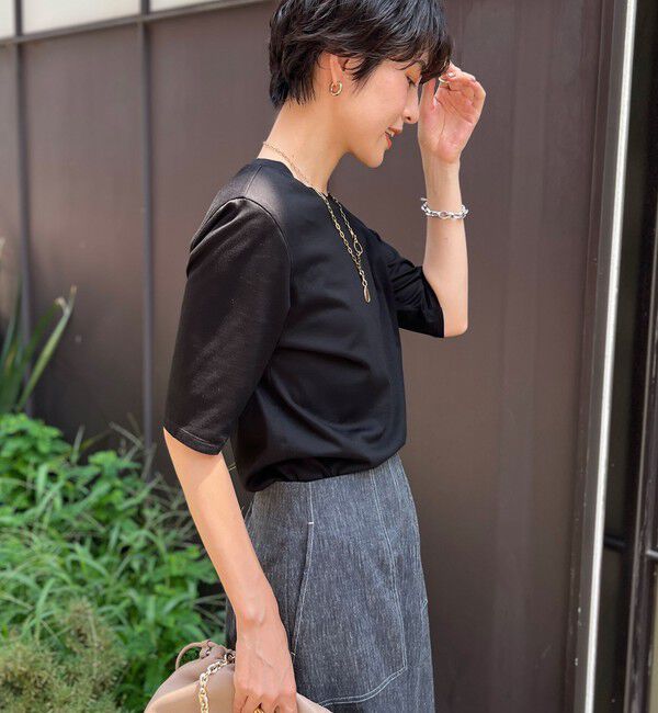 NOLLEY'S「接触冷感 70/2コンパクトクール肩パットTシャツ」|Tシャツ・カットソー|