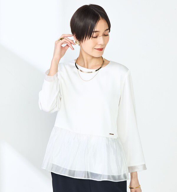 NOLLEY'S「オトナサテンオーガンギャザーブラウス」|シャツ・ブラウス|
