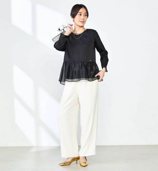 NOLLEY'S「オトナサテンオーガンギャザーブラウス」|シャツ・ブラウス|