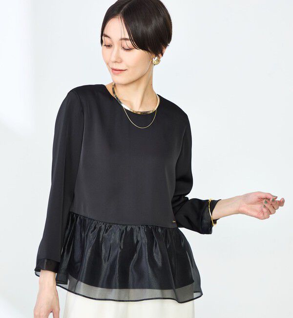 NOLLEY'S「オトナサテンオーガンギャザーブラウス」|シャツ・ブラウス|