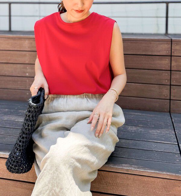 NOLLEY'S「高機能 LA＋スムースタックノースリーブカットソー」|Tシャツ・カットソー|レッド