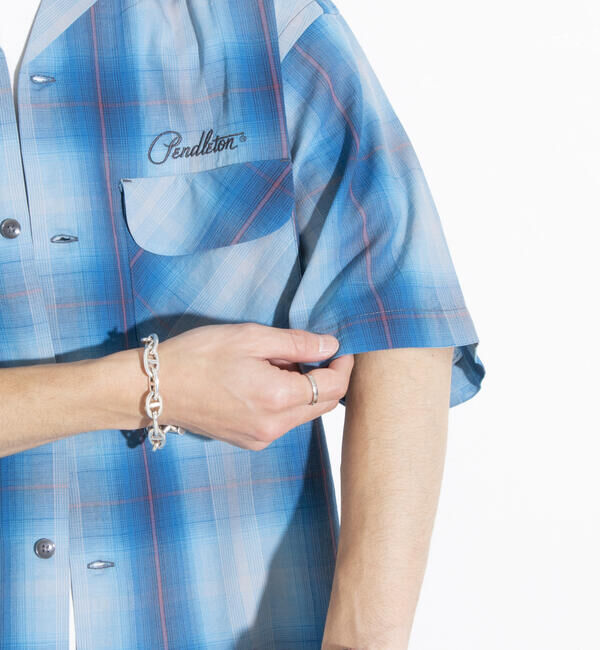 GLOSTER「【PENDLETON/ペンドルトン】オープンカラーシャツ 半袖シャツ 刺繍 ワンポイント チェック」|シャツ・ブラウス|