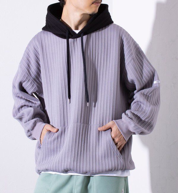 GLOSTER「【GLOSTER/グロスター】ストライプ キルティング  プルオーバーパーカー フーディ 」|パーカー|