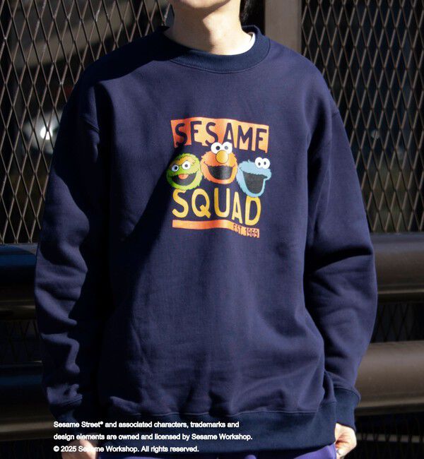 GLOSTER「【SESAME STREET】meets【GLOSTER】クルーネック  プリントスウェット」|スウェット・ジャージ|ネイビー