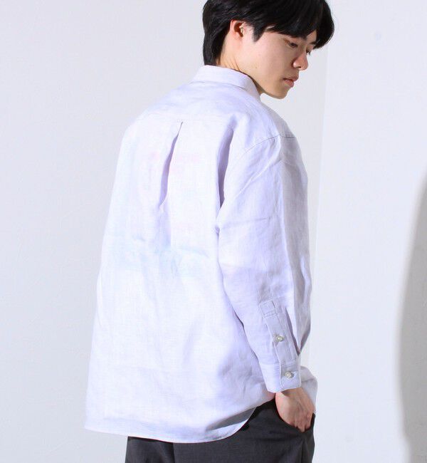 GLOSTER「【GLOSTER/グロスター】フレンチブルドッグ刺繍 リネン 7分袖シャツ」|シャツ・ブラウス|