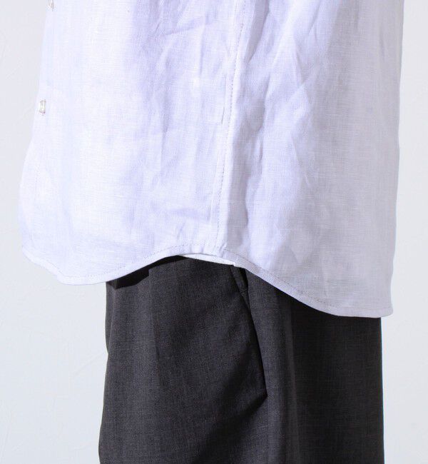 GLOSTER「【GLOSTER/グロスター】フレンチブルドッグ刺繍 リネン 7分袖シャツ」|シャツ・ブラウス|