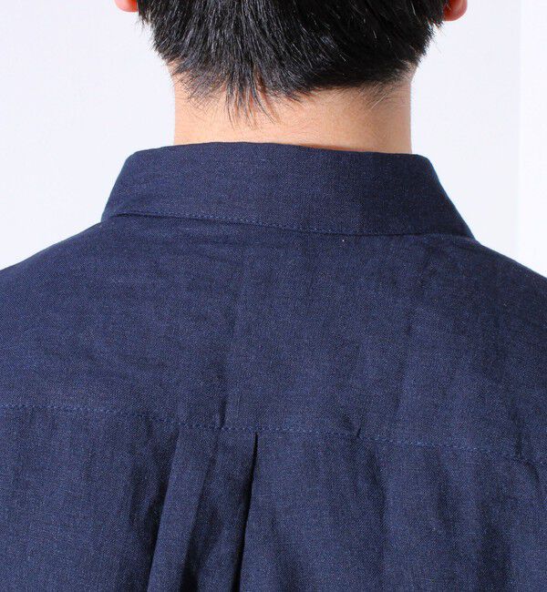 GLOSTER「【GLOSTER/グロスター】フレンチブルドッグ刺繍 リネン 7分袖シャツ」|シャツ・ブラウス|