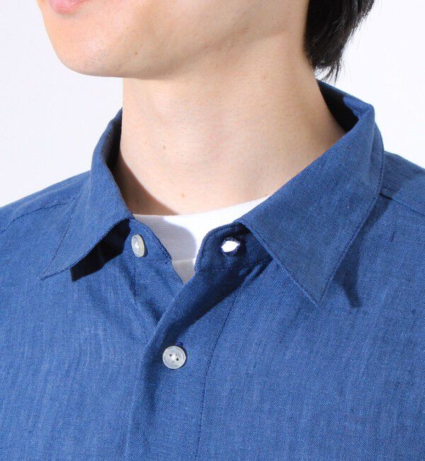 GLOSTER「【GLOSTER/グロスター】フレンチブルドッグ刺繍 リネン 7分袖シャツ」|シャツ・ブラウス|