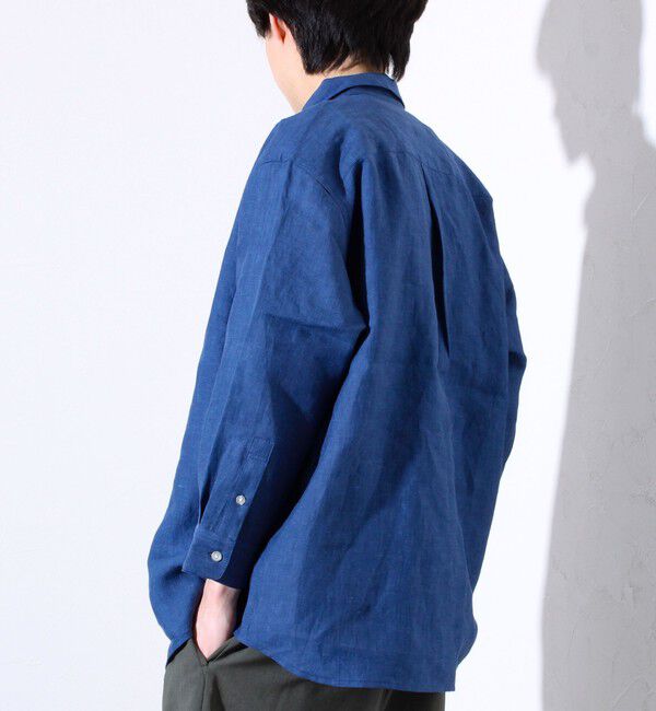 GLOSTER「【GLOSTER/グロスター】フレンチブルドッグ刺繍 リネン 7分袖シャツ」|シャツ・ブラウス|