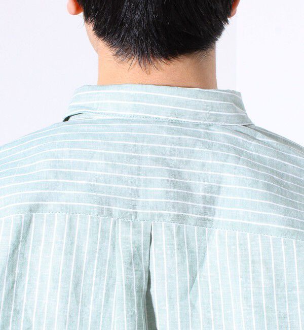 GLOSTER「【GLOSTER/グロスター】フレンチブルドッグ刺繍 リネン 7分袖シャツ」|シャツ・ブラウス|