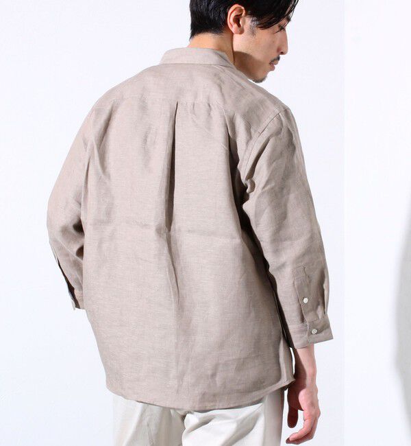 GLOSTER「【GLOSTER/グロスター】フレンチブルドッグ刺繍 リネン 7分袖シャツ」|シャツ・ブラウス|