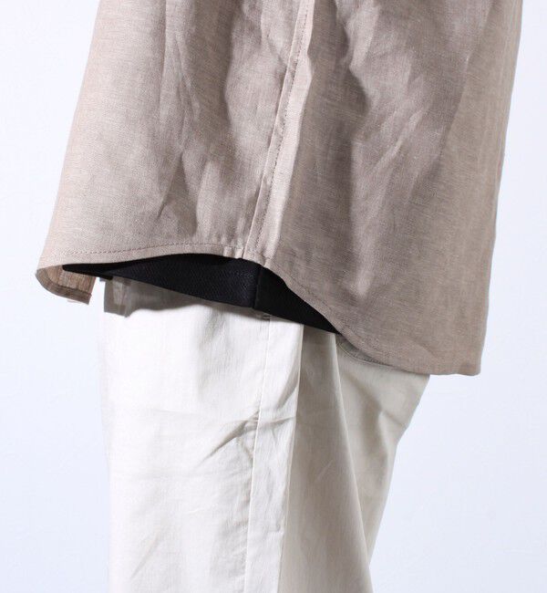 GLOSTER「【GLOSTER/グロスター】フレンチブルドッグ刺繍 リネン 7分袖シャツ」|シャツ・ブラウス|