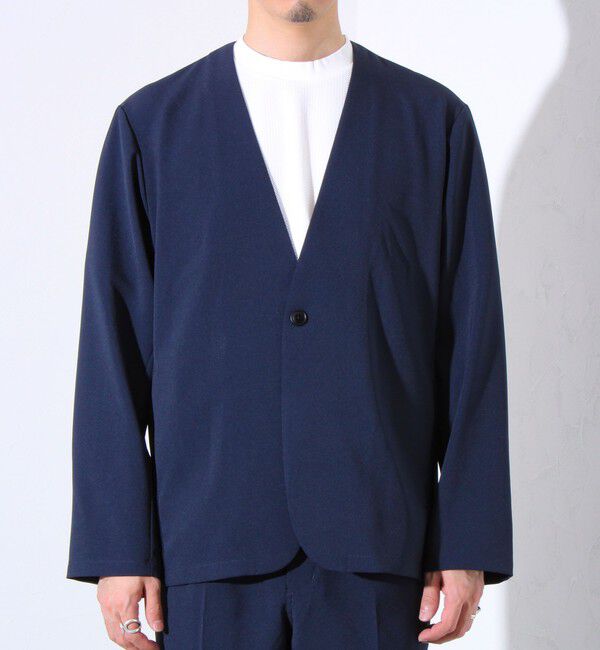 GLOSTER「【セットアップ着用可能】【GLOSTER/グロスター】ノーカラージャケット カーディガンジャケット」|ノーカラージャケット|