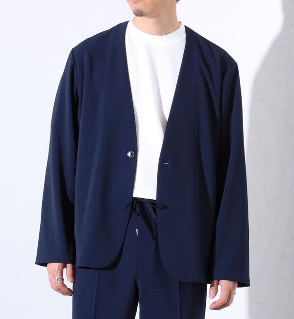 GLOSTER「【セットアップ着用可能】【GLOSTER/グロスター】ノーカラージャケット カーディガンジャケット」|ノーカラージャケット|