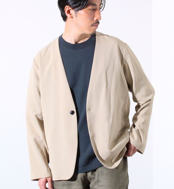 GLOSTER「【セットアップ着用可能】【GLOSTER/グロスター】ノーカラージャケット カーディガンジャケット」|ノーカラージャケット|