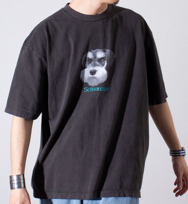 GLOSTER「【新柄追加】【GLOSTER/グロスター】DOG&CAT 犬猫プリント ピグメント プリントTシャツ」|Tシャツ・カットソー|ブラック系その他2