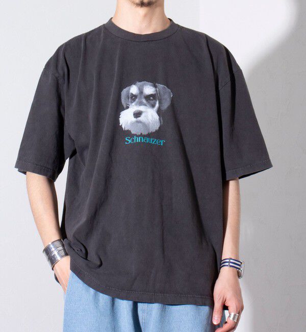 GLOSTER「【新柄追加】【GLOSTER/グロスター】DOG&CAT 犬猫プリント ピグメント プリントTシャツ」|Tシャツ・カットソー|