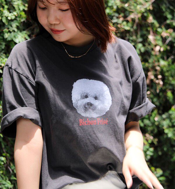 GLOSTER「【新柄追加】【GLOSTER/グロスター】DOG&CAT 犬猫プリント ピグメント プリントTシャツ」|Tシャツ・カットソー|