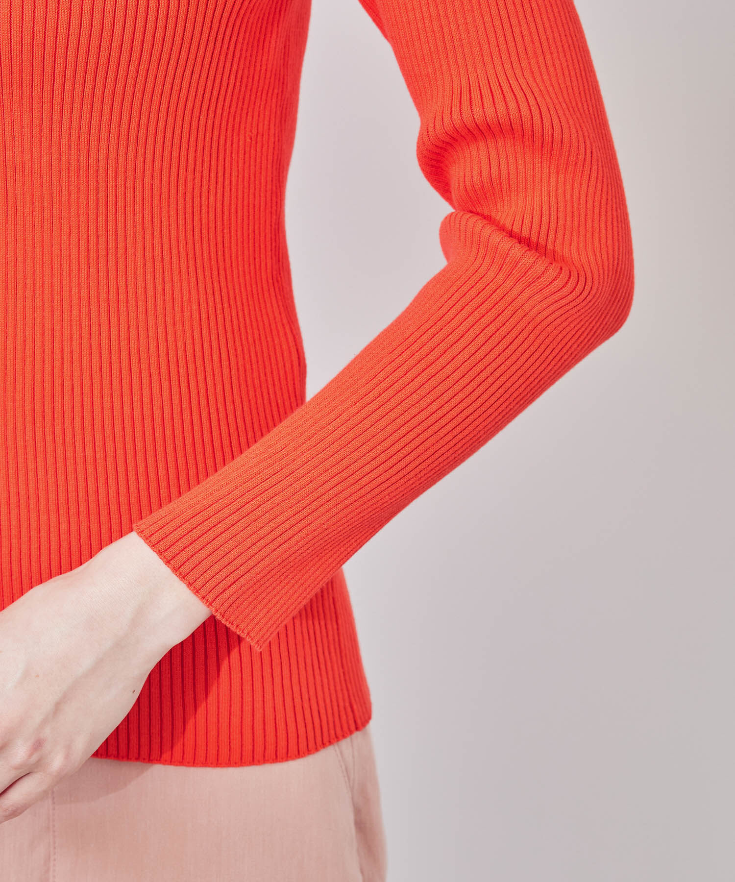 ROPE「【洗える】スクエアネック8分袖コットンリブニット」|Tシャツ・カットソー|