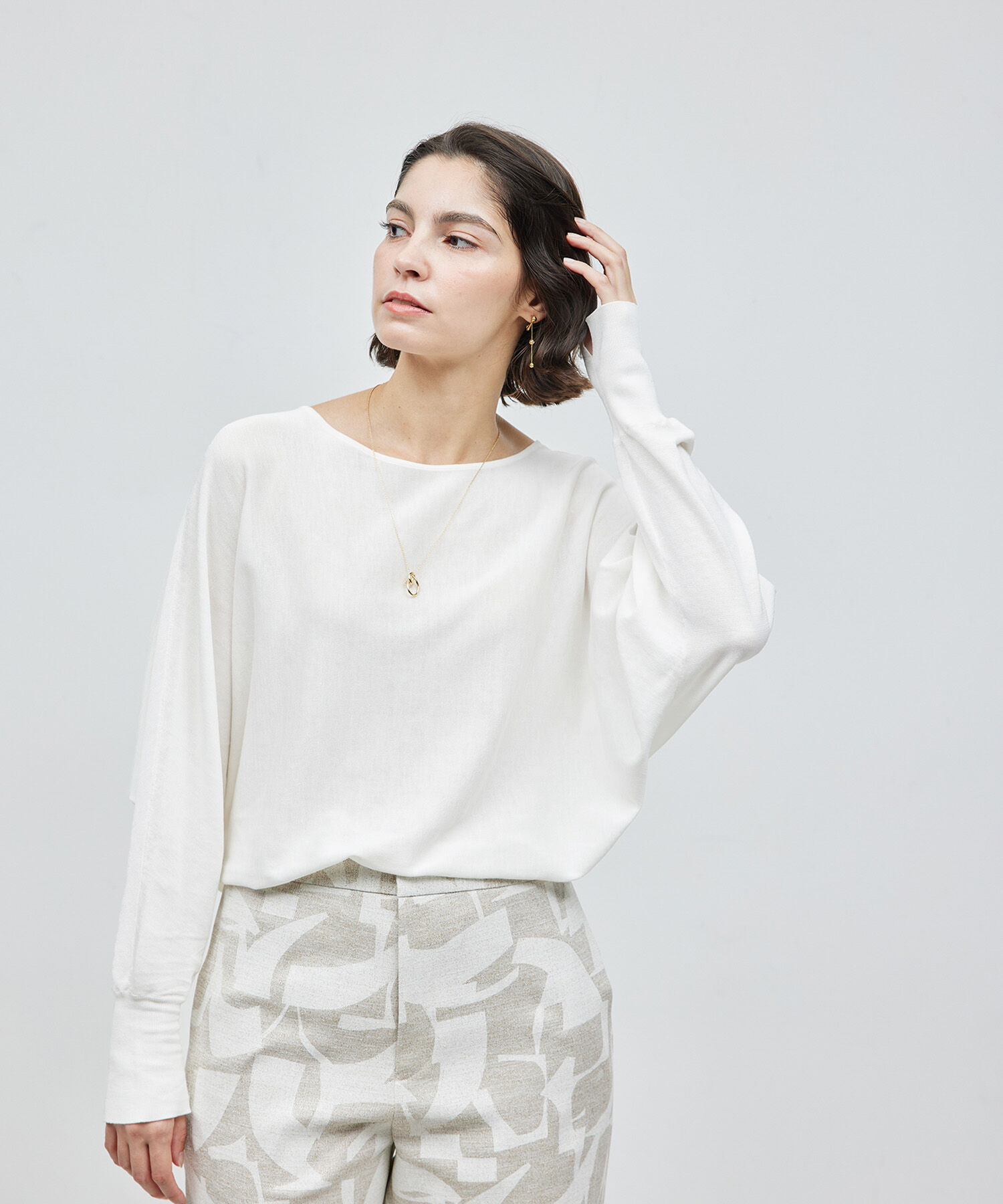 ROPE「シルクコットン ドルマンスリーブ プルオーバー」|ニット・セーター|オフホワイト(15)