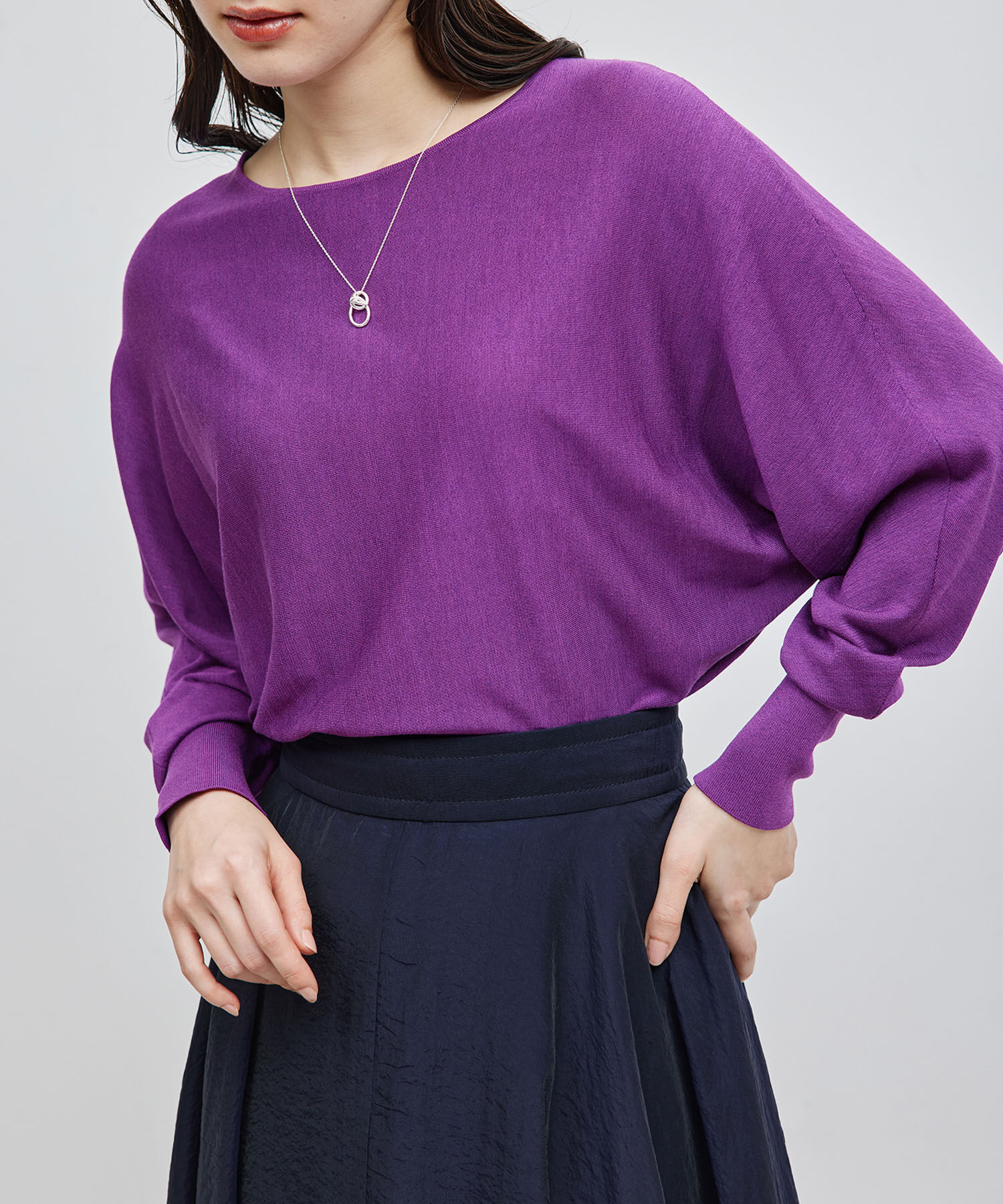 ROPE「シルクコットン ドルマンスリーブ プルオーバー」|ニット・セーター|パープル(50)