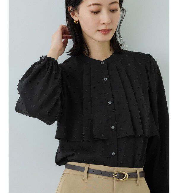 ROPE「カットジャガードフリルブラウス/イージーケア」|シャツ・ブラウス|
