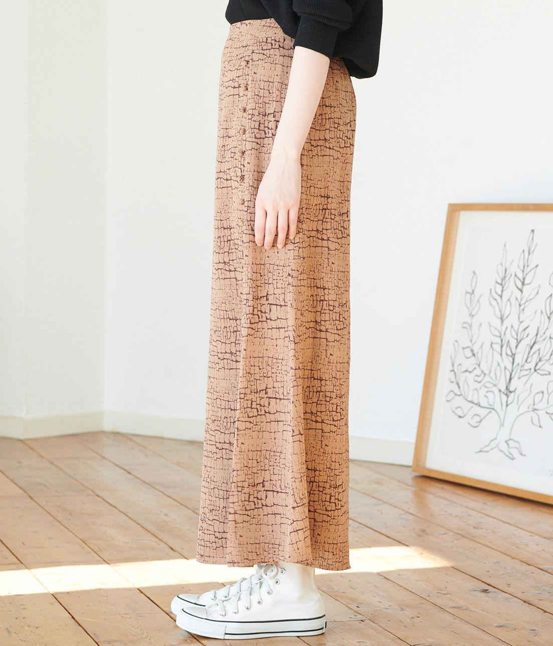 VIS「【WEB限定】ウォール柄前ボタンスカート」|スカート|