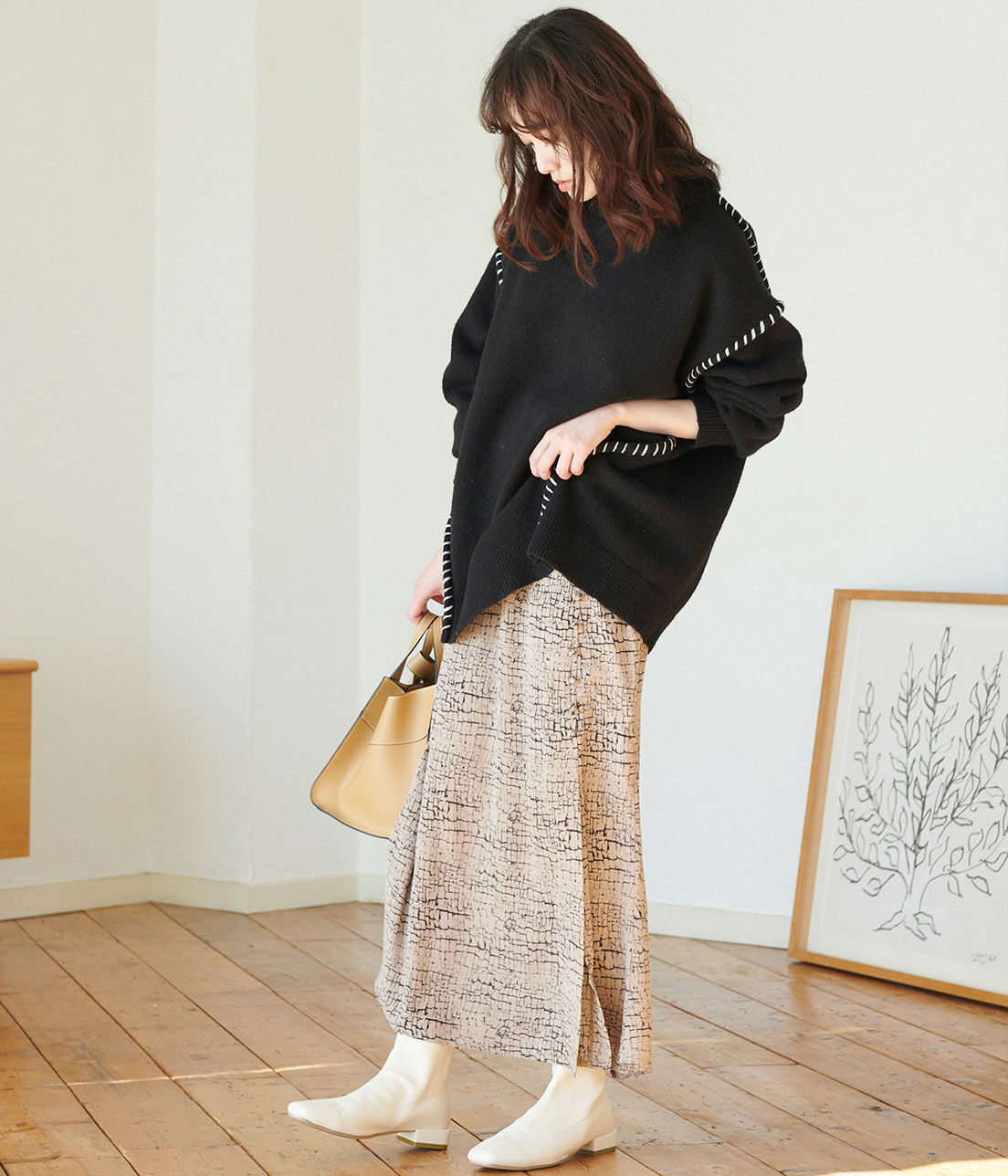 VIS「【WEB限定】ウォール柄前ボタンスカート」|スカート|