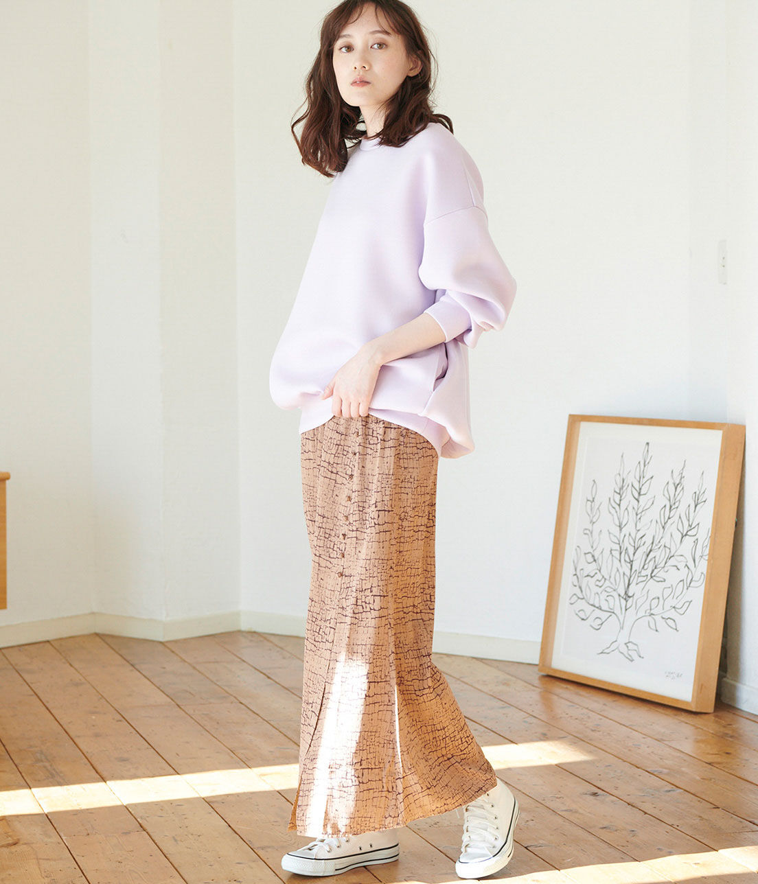 VIS「【WEB限定】ウォール柄前ボタンスカート」|スカート|