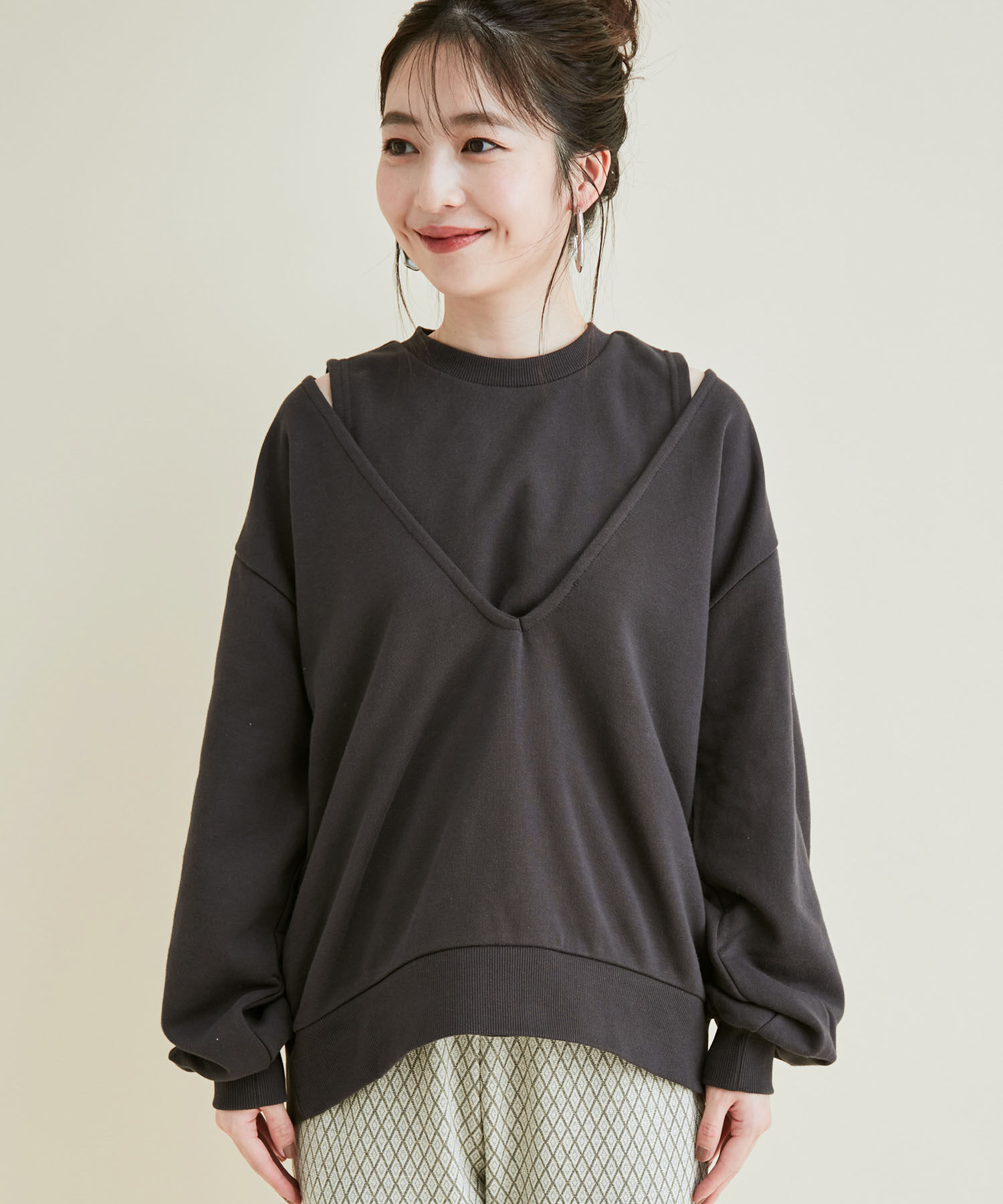 VIS「裏毛レイヤードプルオーバー」|Tシャツ・カットソー|