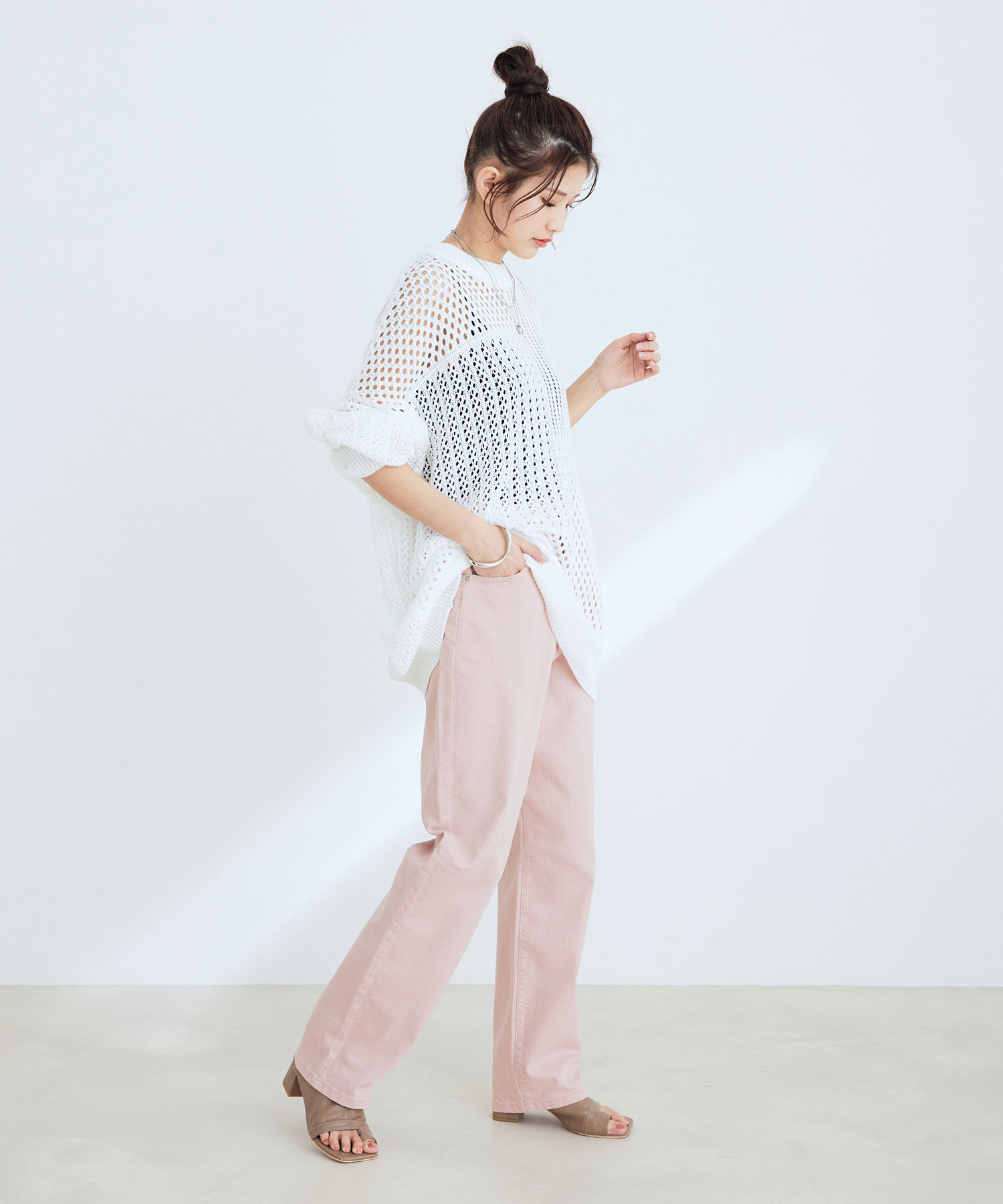 VIS「ツイル＆デニムストレートパンツ」|デニム|