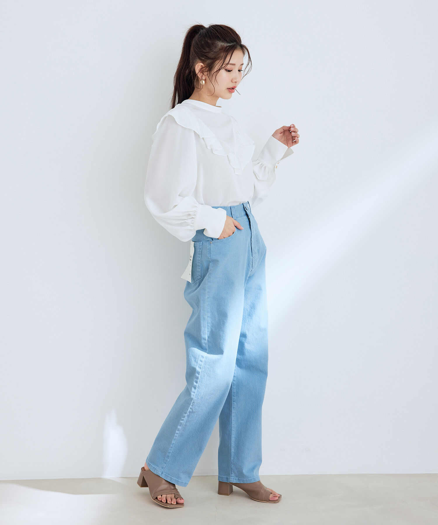 VIS「ツイル＆デニムストレートパンツ」|デニム|