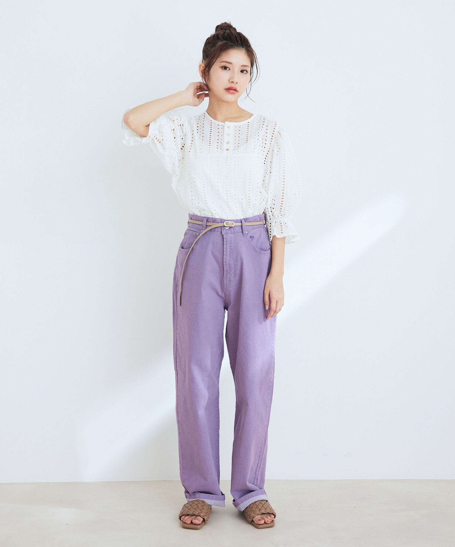 VIS「ツイル＆デニムストレートパンツ」|デニム|