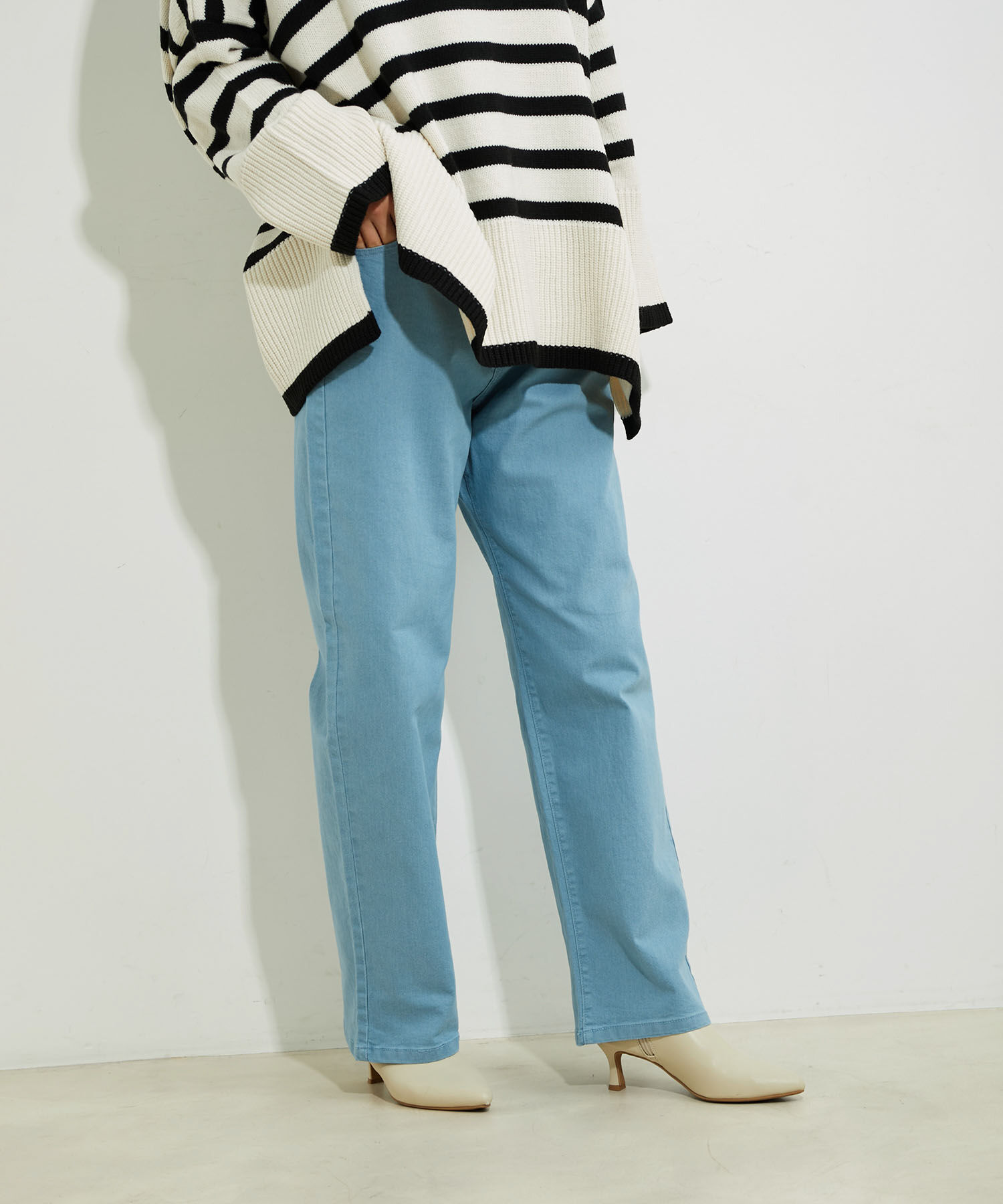 VIS「ツイル＆デニムストレートパンツ」|デニム|