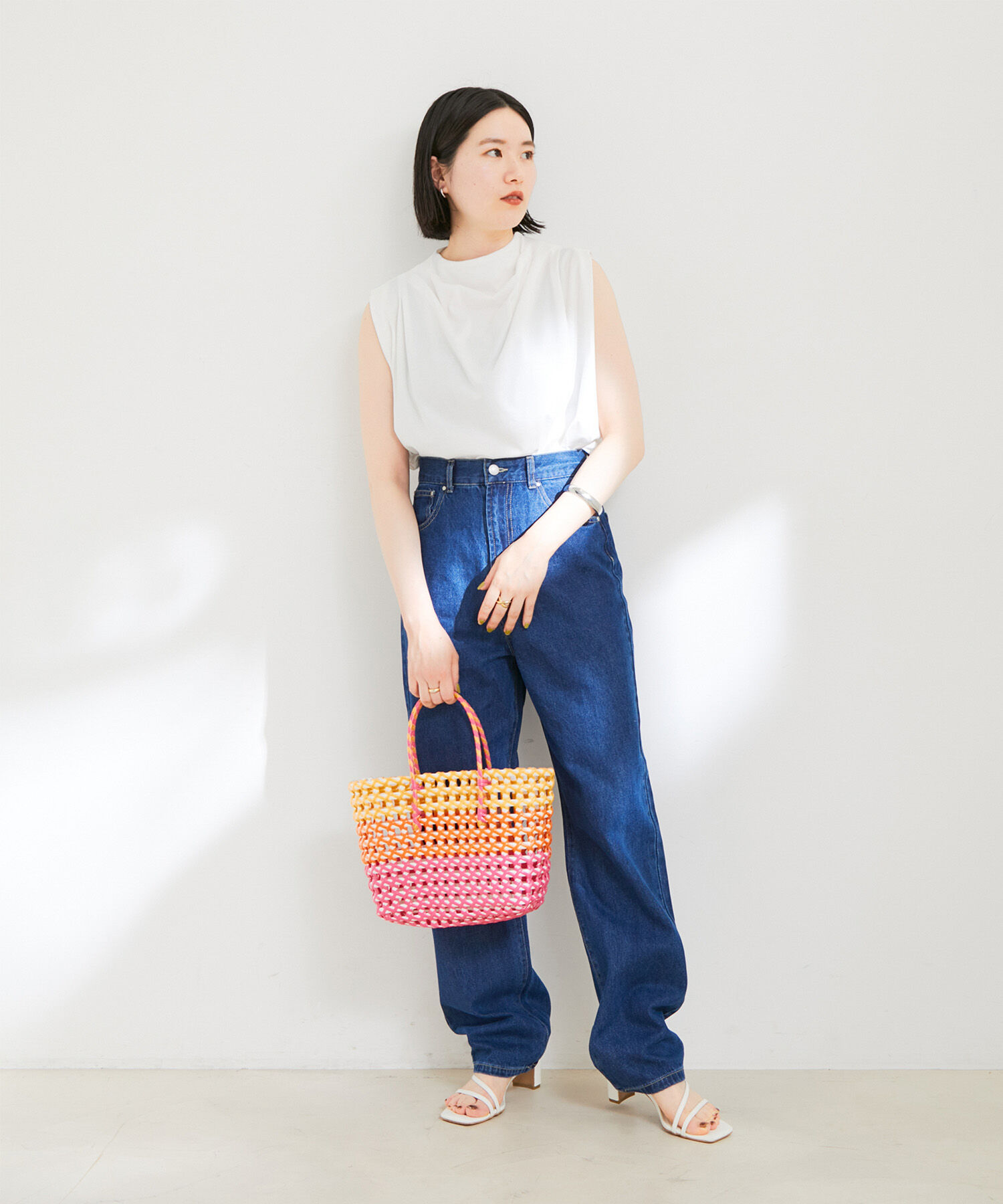 VIS「ツイル＆デニムストレートパンツ」|デニム|