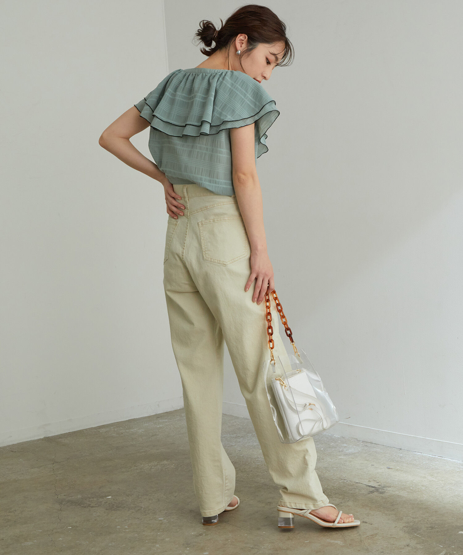 VIS「ツイル＆デニムストレートパンツ」|デニム|