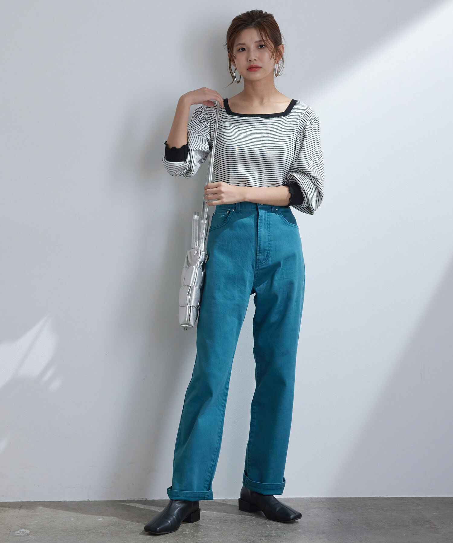 VIS「ツイル＆デニムストレートパンツ」|デニム|