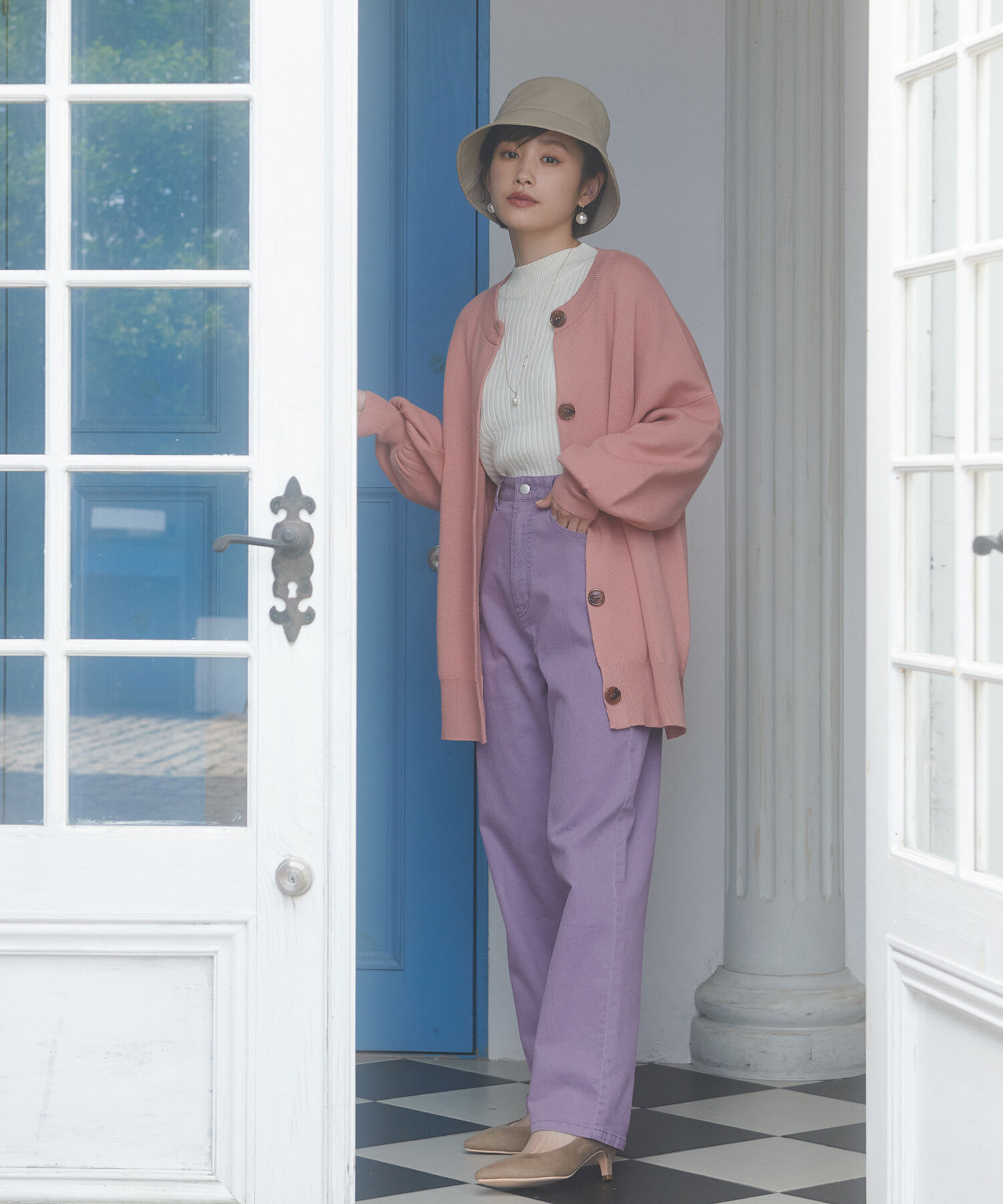 VIS「ツイル＆デニムストレートパンツ」|デニム|