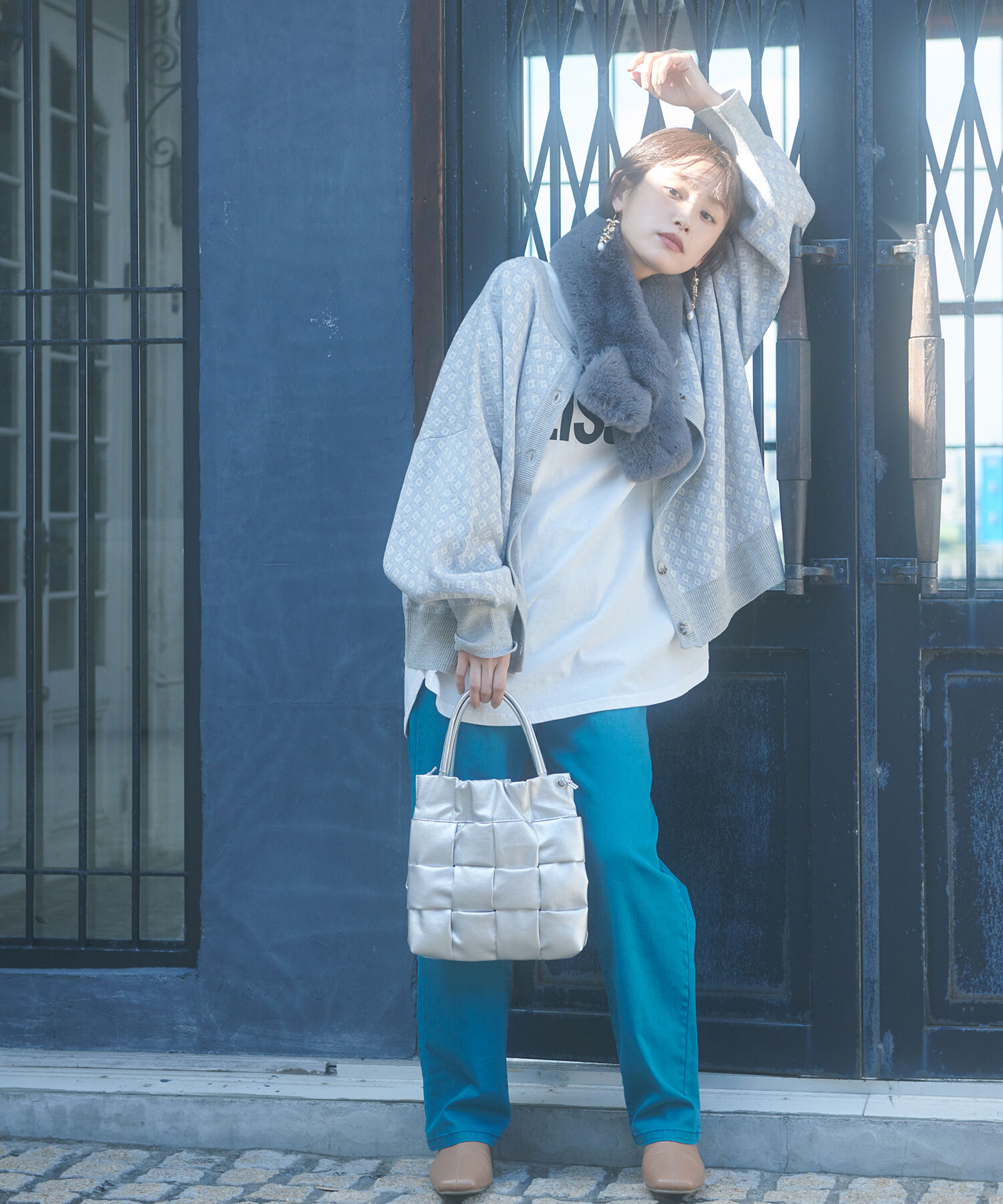 VIS「ツイル＆デニムストレートパンツ」|デニム|