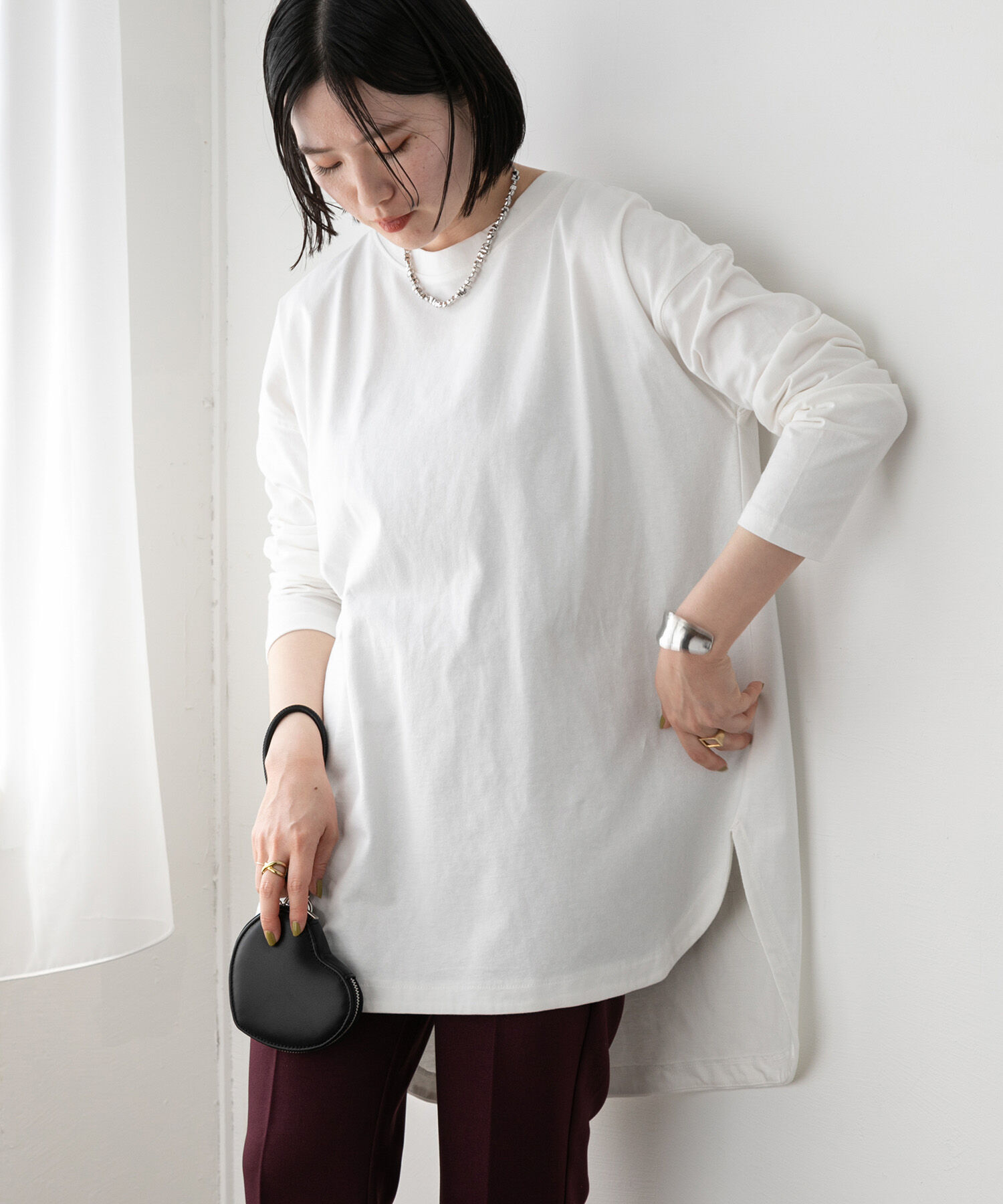 VIS「シルエットスッキリUSAコットンロングTシャツ」|Tシャツ・カットソー|