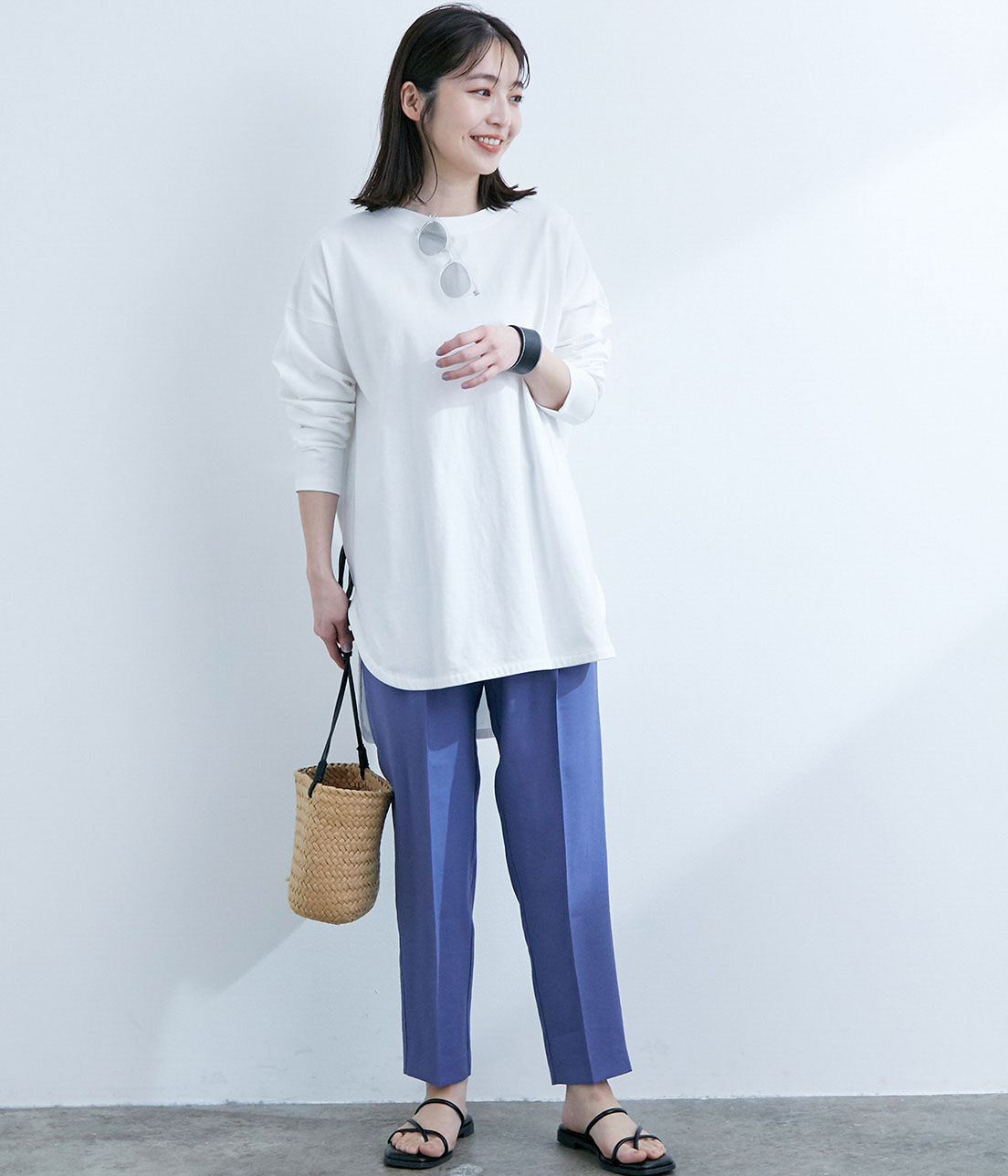 VIS「シルエットスッキリUSAコットンロングTシャツ」|Tシャツ・カットソー|