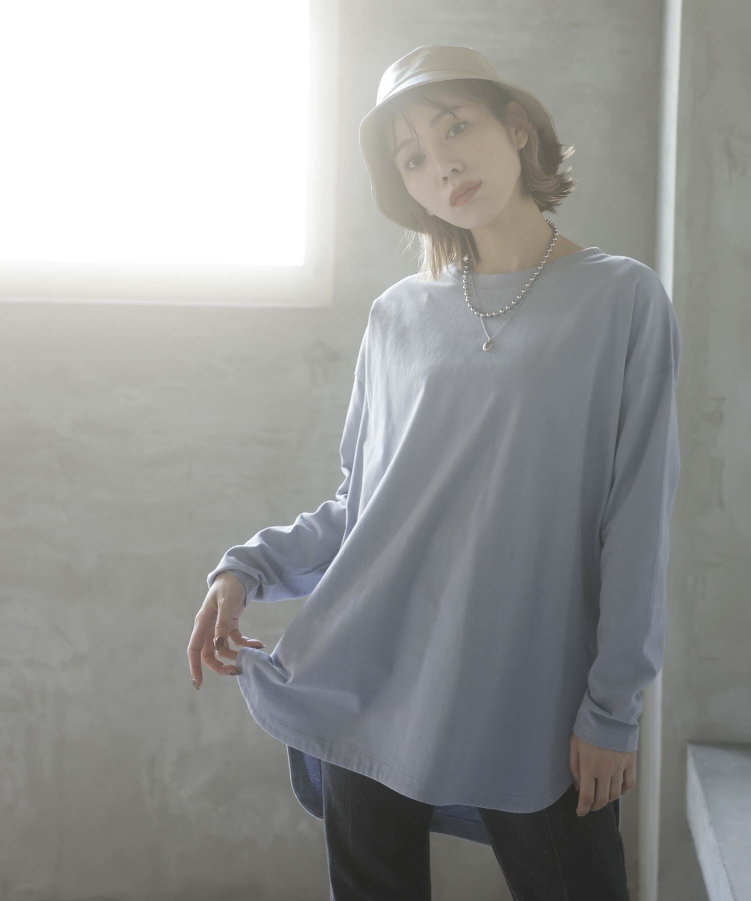 VIS「シルエットスッキリUSAコットンロングTシャツ」|Tシャツ・カットソー|