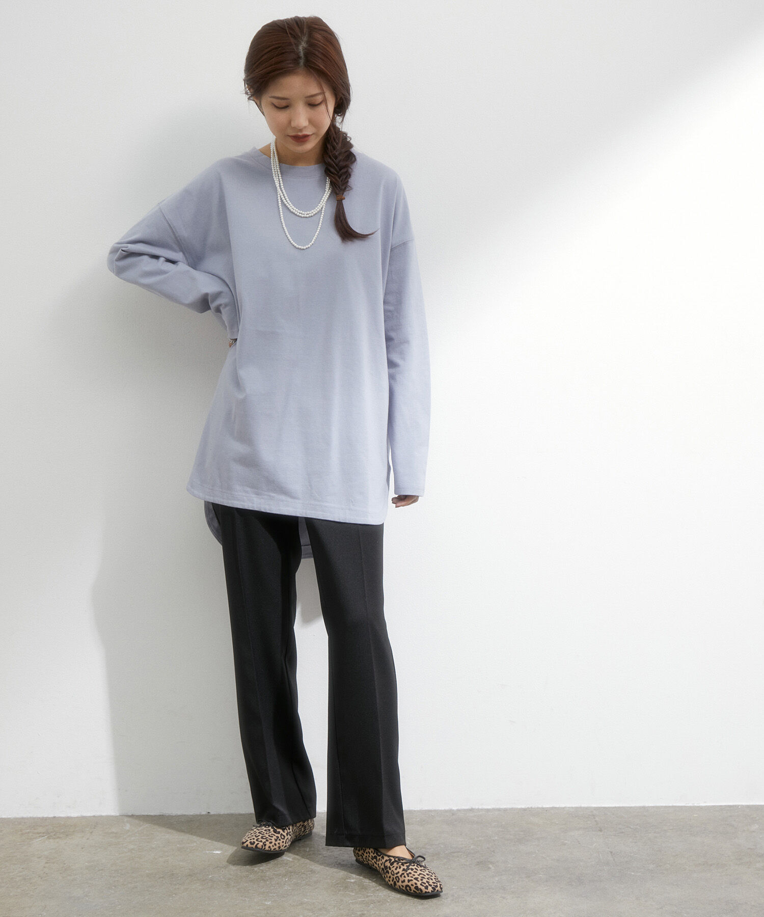 VIS「シルエットスッキリUSAコットンロングTシャツ」|Tシャツ・カットソー|